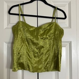 Green corset top from pretty little thing